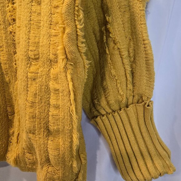 Pink Lilly Sweater Mustard Yellow Super Soft Size Small Distressed Oversized - Picture 8 of 9
